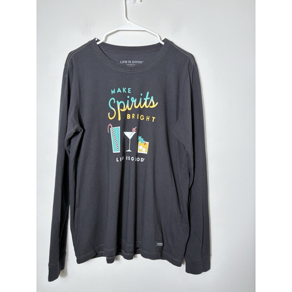 Life Is Good Women's Large Long Sleeve Cotton Tee Holiday